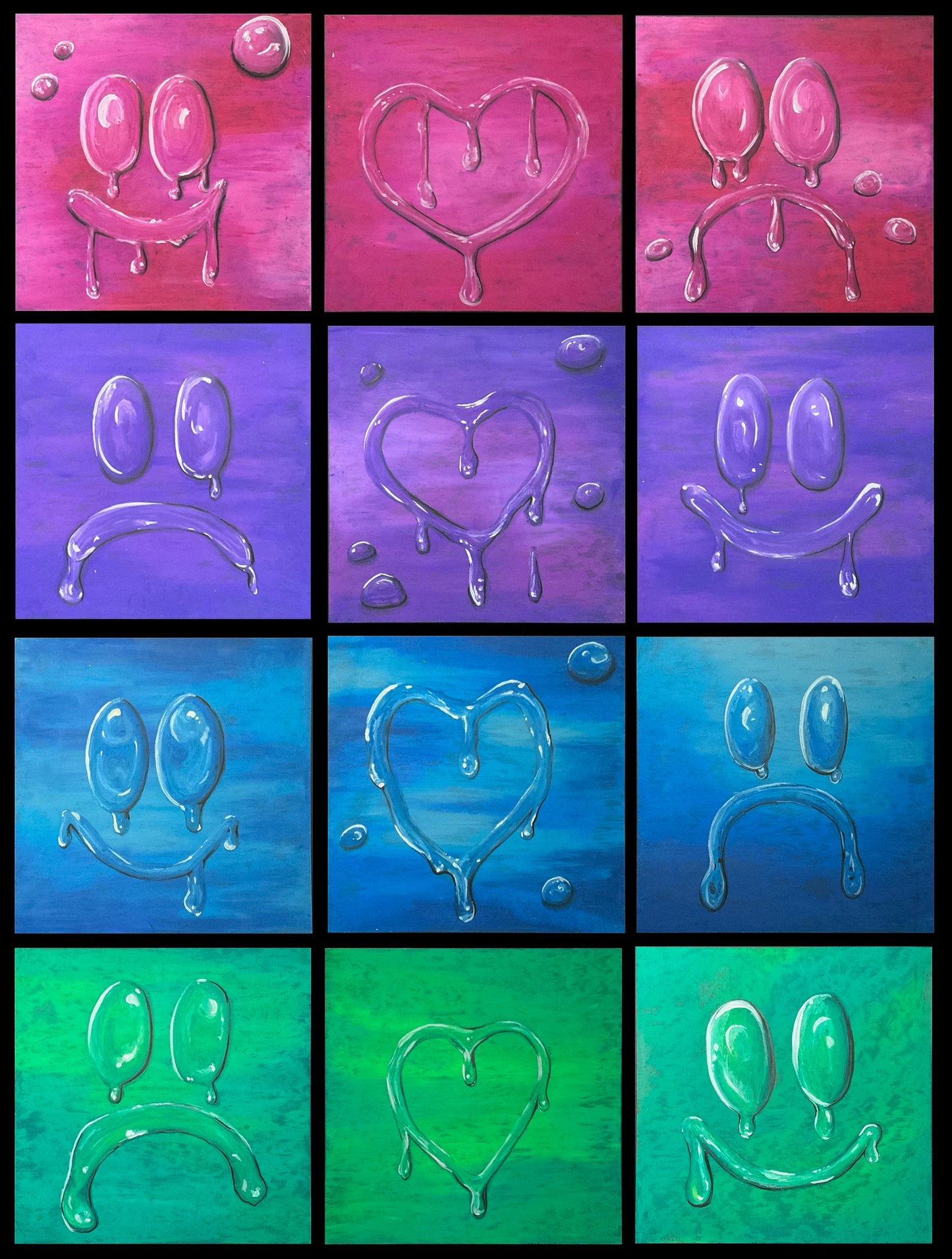 Grn Soft Spot 8”x8” Oil pastel Drawing - From the Surface Tension Collection
