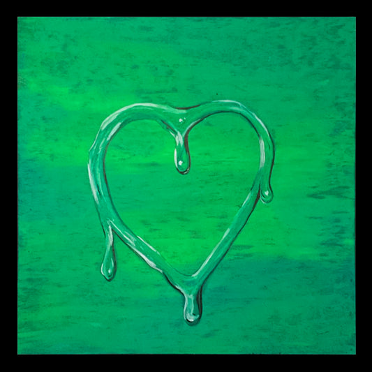 Grn Soft Spot 8”x8” Oil pastel Drawing - From the Surface Tension Collection