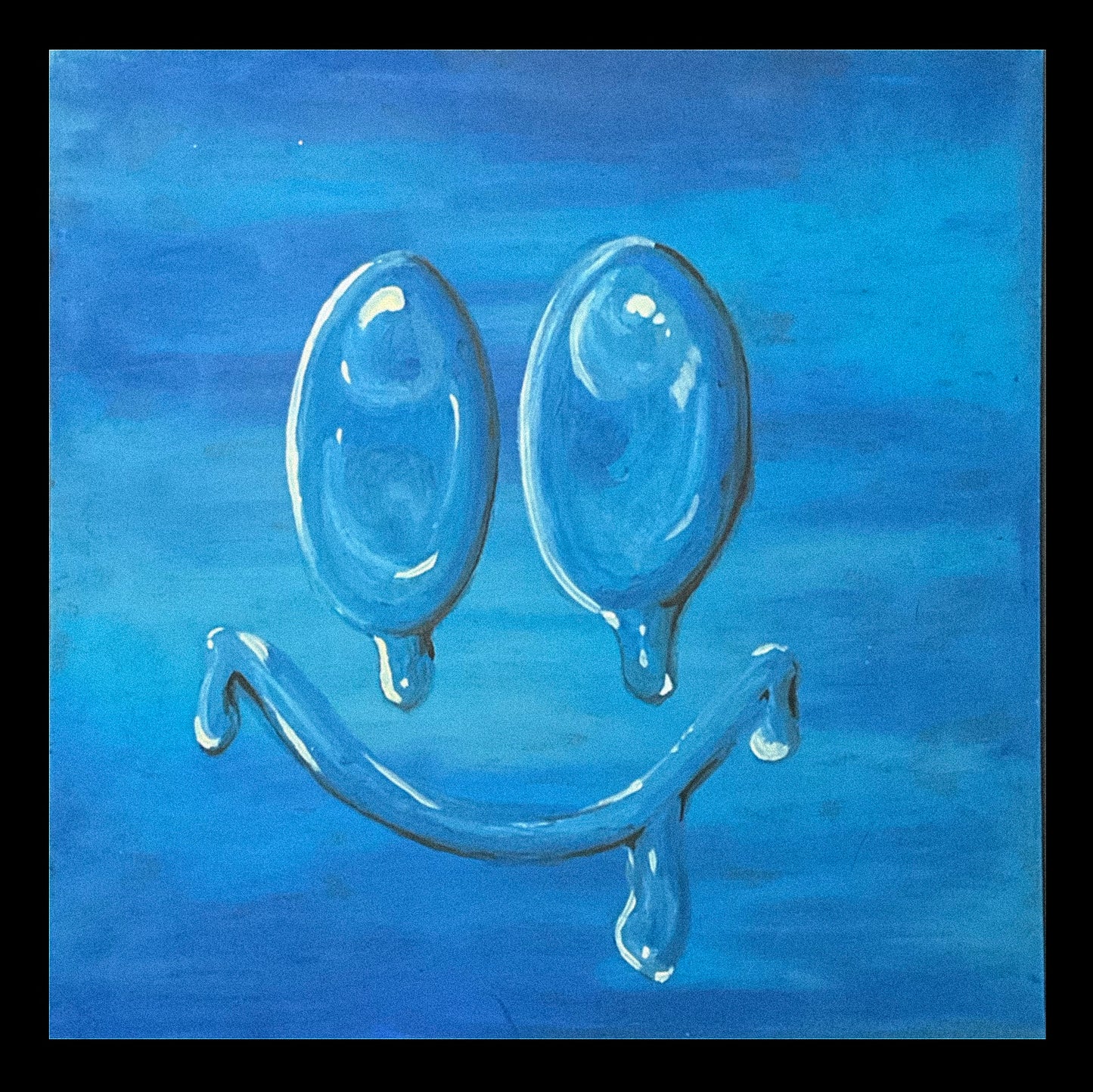 Blu Sugar High 8”x8” Oil pastel Drawing - From the Surface Tension Collection