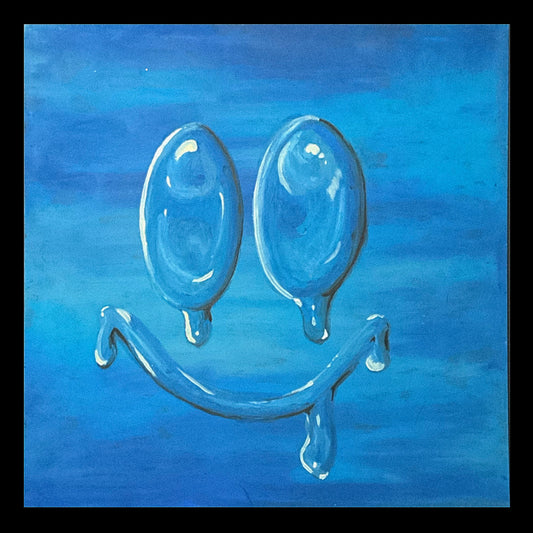 Blu Sugar High 8”x8” Oil pastel Drawing - From the Surface Tension Collection