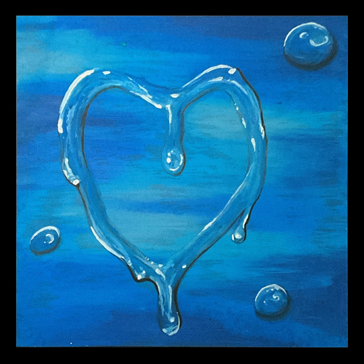 Blu Soft Spot 8”x8” Oil pastel Drawing - From the Surface Tension Collection