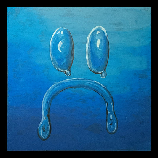 Blu Cry Baby 8”x8” Oil pastel Drawing - From the Surface Tension Collection