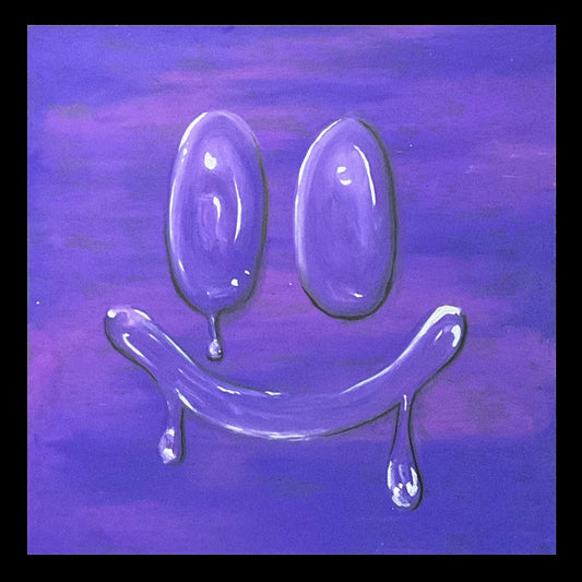 Prpl Sugar High 8”x8” Oil pastel Drawing - From the Surface Tension Collection