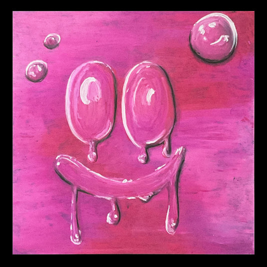 Pnk Sugar High 8”x8” Oil pastel Drawing - From the Surface Tension Collection